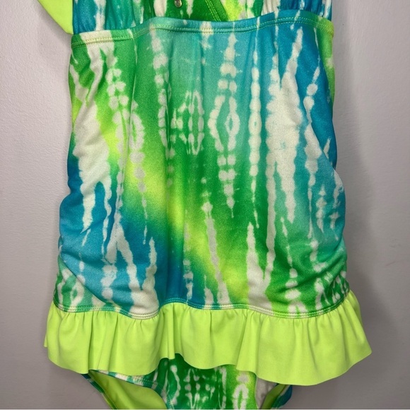 Justice One Piece Halter Top Tie Dye Bathing Suit Size 16 - Picture 3 of 6